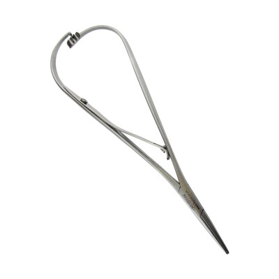 Mathieu hole tip needle holder for placing elastomeric ligatures